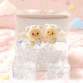 Acrylic liquid wiggler phone stand with white twin bears - front view